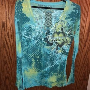 Sinful long sleeve V-neck!